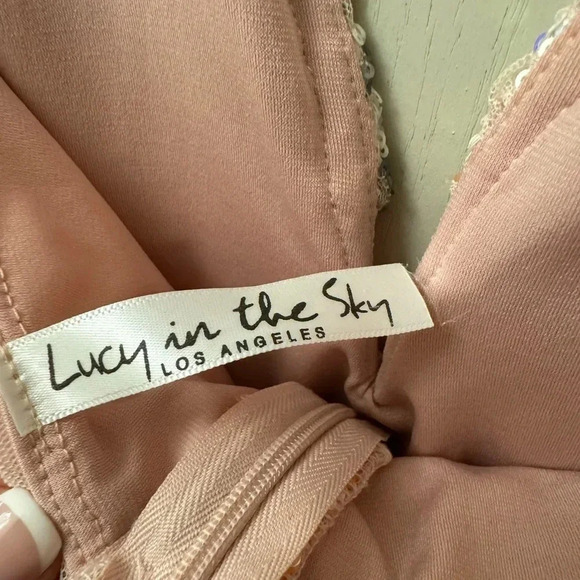 Lucy in the Sky Floral Mesh Sequin Dress in Orange Size L Sold Out Online - Picture 6 of 12